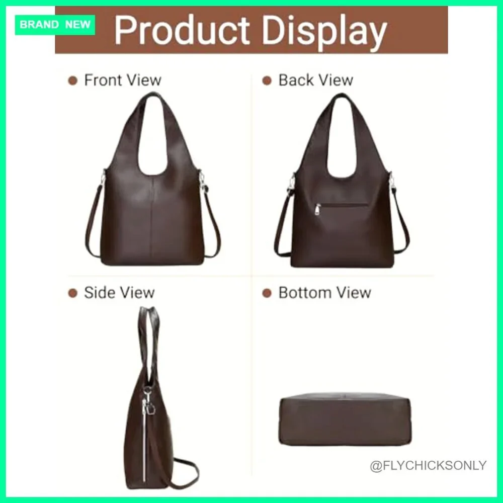 Medium Vegan Leather Hobo Bag with Adjustable Strap, Multiple Pockets